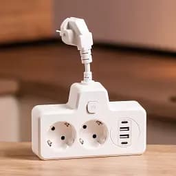 Мережевий фільтр-розгалужувач Yiwu HP-5-17 SNAILS BKL-502 EU на 2 розетки LED 4 USB білий  - мініатюра 2