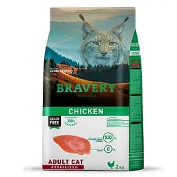 Сухой корм для стерилизованных кошек Bravery Chicken Adult Cat Sterilized, с курицей, 2 кг (7678 BR CHIC STER_ 2KG)