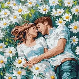 Набір для розпису по номерах Твої обійми серед квітів, Ideyka, 40x40 см, КНО8629