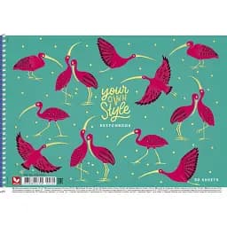 Альбом для малювання Школярик Червоні ібіси на бірюзовому фоні 30 аркушів (PB-SC-030-520)