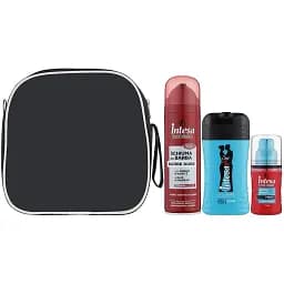 Подарочный набор Intesa №7 Шампунь-гель для душа 250 мл + Лосьон после бритья 100 мл + Пена для бритья 300 мл в косметичке