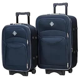 Набір тканинних валіз 2 шт середня і велика на колесах синій