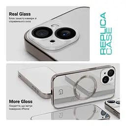 Чехол-накладка для Apple iPhone 14, Replica MagSafe, белый, противоударный защитный чехол с магнитным кольцом MagSafe, защита всего корпуса, TPU+PC, зеркальный, выступающий бортик вокруг экрана, ArmorStandart (ARM76220) - мініатюра 3