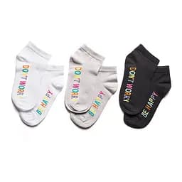 Набор носков 3 пары короткие с принтом Don`t worry, Be happy бесшовные ORGANIC cotton JILL ANTONY 38-40