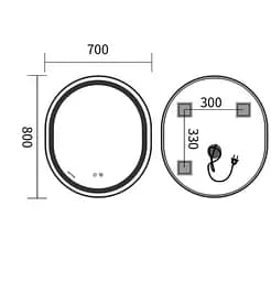 Дзеркало Mixxus Premium ELLIPSE MV05-80x70-REVERSE WHITE (LED Touch, Anti-fog (3-6kK)) (MP6645) - мініатюра 5