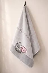 Кухонное полотенце из микрофибры 35x75 см мягкое полотенце быстросохнущее антибактериальное Светло-серое с детским принтом