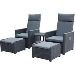 Набор садовой мебели Carden Line Lyon 2 раскладные стулья столик 2 подножки антрацит