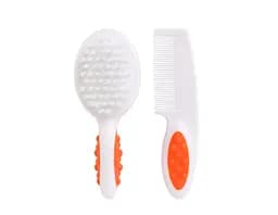 Гребінець і щітка Baby Team, білий з помаранчевим (7100_белый_с_оранжевым)