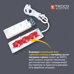 Мережевий подовжувач TECCO 1.5м 3 поста black (8681277843556) - мініатюра 5