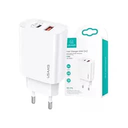 Адаптер мережевий USAMS T35 Fast Charger US-CC121 - USB+Type-C 20W білий - мініатюра 5
