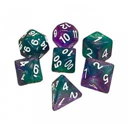 Набір кубиків Double Color Glitter 7 Dice Set - Green-Pink , 7 шт. (g7dglitdc11)