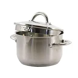 Кастрюля из нержавеющей стали ZBD-3S 3 л сферическая с крышкой-дуршлагом Серый 87976