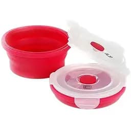 Ланчбокс складаний Сила із кришкою-засувкою круглий 400 мл червоний