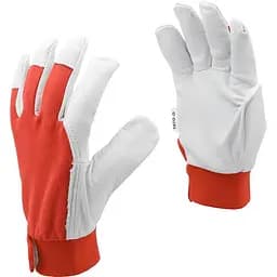 Рукавички робочі Yato бавовна + шкіра розмір 8 біло-червоні (YT-746418)