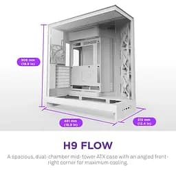 Корпус NZXT H9 Flow Tempered Glass без БЖ White (CM-H92FW-01) - мініатюра 9