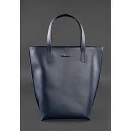Шкіряна жіноча сумка шоппер D.D. темно синя