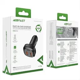 АЗП Acefast B9 PD36W+QC4.0 total 66W (2USB-A/1C) Black - мініатюра 6