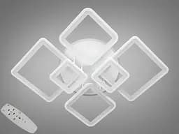 Стельова LED-люстра Diasha 8160/6WH 3color з пультом і димером, біла, 150 W, 6325 lm, сучасні квадратні LED-плафони 97x71