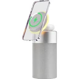 Бездротовий зарядний пристрій WiWU Wi-W022 Multi-Function with Ambient Light Speaker Silver [99538] - мініатюра 3