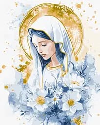 Набір для розпису по номерах Небесна Марія з фарбами металік extra, Ideyka, 40x50 см, КНО2572