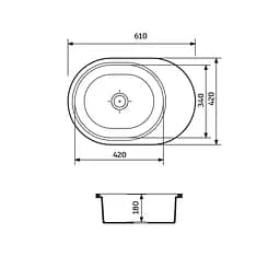 Кухонна мийка Adamant Ovale 610x420x180 чорний 635223, Чорний - мініатюра 4