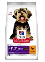 Сухой корм для взрослых собак малых и миниатюрных пород Hill’s Science Plan Adult Sensitive Stomach&Skin Small&MIni, при чувствительном желудке и коже, с курицей,3 кг
