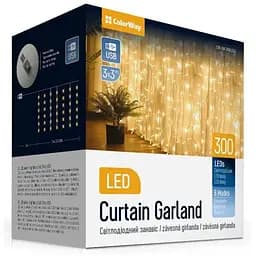 Гирлянда ColorWay Штора занавес 3 x 3 м 300 LED USB теплый цвет (CW-GW-300L33U)