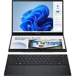 Ноутбук Asus ZenBook Duo OLED UX8406CA, (ASUX8406CA-QL118X), (процессор Intel Core Ultra 7 255H (24 МБ кэша, до 5,10 ГГц), 14-дюймовый сенсорный экран FHD+ 120 Гц,