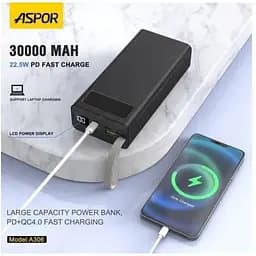 Акумулятор зовнішній Aspor A306 30000 mAh із швидкою зарядкою - мініатюра 3
