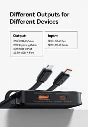 Портативна батарея Power Bank Baseus Airpow Lite Power Bank 10000mAh 22.5W Dual-Cable P10067501123-00 Black - мініатюра 6