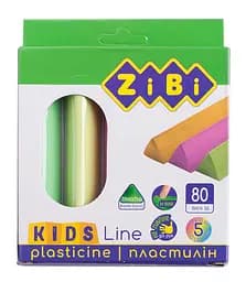 Пластилин KIDS Line, 5 цветов, неон, 80 г