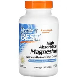Магній Doctor's Best High Absorption Magnesium 100 мг 240 таблеток
