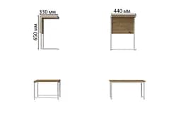 Стіл журнальний приставний Террі Комбо Ferrum-decor 345x662x440 Білий метал ДСП Дуб Артізан 16 мм (FRD-105148) - мініатюра 4