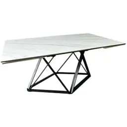 Стол обеденный Prestol Мистери раскладной 160/240х90х75 см белый глянец черные ножки