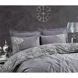 Комплект постельного белья Dantela Vita Valencia Antracit с кружевом. Евро Разноцветный 000230295