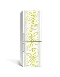 Наклейка на холодильник Великий рослинний візерунок з ламінацією Абстракція Сірий 65х200 см Happy Pocket Z182395
