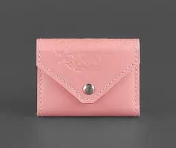 Женский кожаный кард-кейс 3.0 (гармошка) Розовый с мандалой