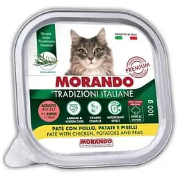 Вологий корм для котів Morando Tradizioni беззерновий паштет з куркою, картоплею та горохом 100 г