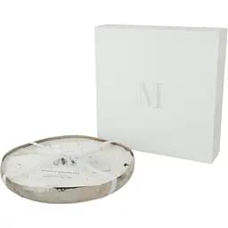 Свічка J-line ароматична в металевій срібній скриньці аромат апельсин суниця гарденія діаметр 36 см Бельгія (16141)