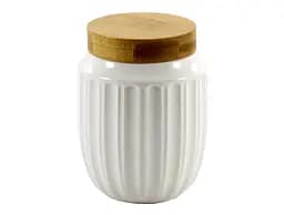 Банка для зберігання з дерев'яною кришкою порцелянова Grazie 300 мл біла (PJ02887-XXS)