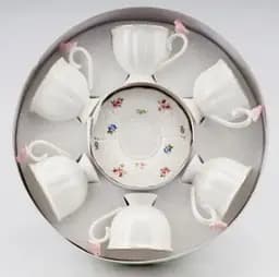 Фарфоровий кавово чайний сервіз Пташиний шепіт 260 мл на 6 персон білий 9292-004