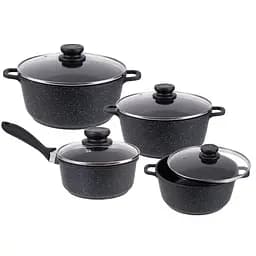 Набор кастрюль Edenberg с антипригарным покрытием, набор кастрюль для индукционной плиты, 8 предметов, Черный