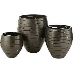 Кашпо J-Line металеві чорного кольору комплект із трьох (45817)