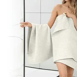 Рушник вафельний Cosas Greek Waffle Avori 75x75 см, молочний - мініатюра 5