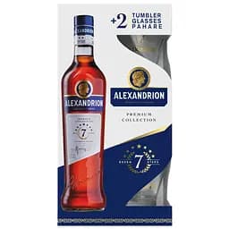 Міцний алкогольний напій Alexandrion 7 зірок, 40%, в подарунковій упаковці, 0,7 л + 2 склянки