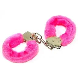 Ніжні BDSM-наручники "Хутряні кордони" з ключем One Size рожеві