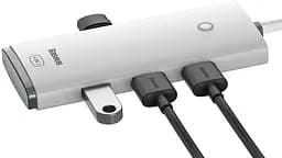 Хаб конвертер розгалужувач Baseus Lite Series 4-in-1 Usb-A to 4xUsb 3.0 білий 25 cm WKQX030002 - мініатюра 2