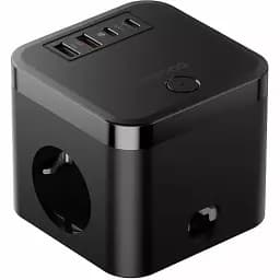 Мережевий зарядний пристрій Baseus Power Combo Cube Power Strip 3AC+2USB+2Type-C 30W 1.5m  E00066400117-00 Black - мініатюра 4