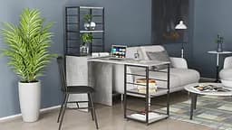 Стіл-тумба трансформер Смарт 3/1 з етажеркою Ferrum-decor 1430x1450x500 Чорний метал ДСП Бетон 16 мм (FRD-105115) - мініатюра 14
