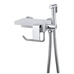 Змішувач для гігієнічного душу зовнішнього монтажу Koer з тримачем рушника та поличкою KB-25101-01 KR3390, Хром